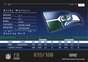 2001 Playoff Preferred - National Treasures Gold #50 Ricky Watters Back