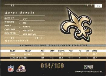 2001 Playoff Preferred - National Treasures Gold #76 Aaron Brooks Back