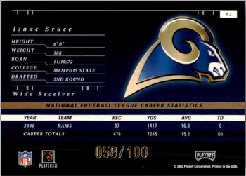 2001 Playoff Preferred - National Treasures Gold #92 Isaac Bruce Back