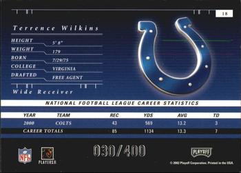2001 Playoff Preferred - National Treasures Silver #18 Terrence Wilkins Back