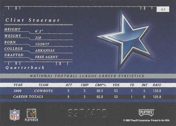 2001 Playoff Preferred - National Treasures Silver #63 Clint Stoerner Back