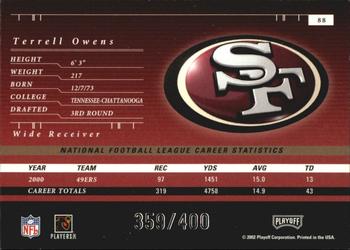 2001 Playoff Preferred - National Treasures Silver #88 Terrell Owens Back