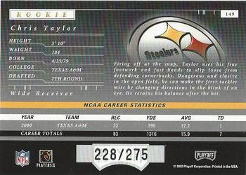 2001 Playoff Preferred - National Treasures Silver #149 Chris Taylor Back