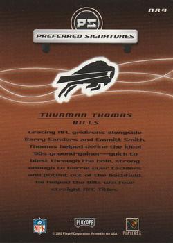 2001 Playoff Preferred - Preferred Signatures Bronze #089 Thurman Thomas Back