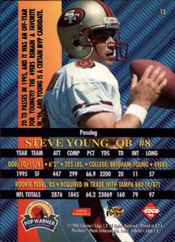 1996 Collector's Edge Advantage #15 Steve Young Back