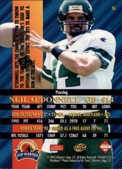 1996 Collector's Edge Advantage #36 Neil O'Donnell Back