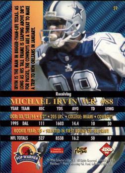 1996 Collector's Edge Advantage #59 Michael Irvin Back