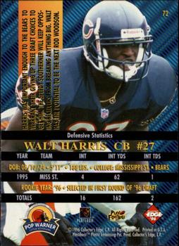 1996 Collector's Edge Advantage #72 Walt Harris Back