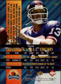 1996 Collector's Edge Advantage #112 Danny Kanell Back