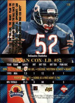 1996 Collector's Edge Advantage #118 Bryan Cox Back