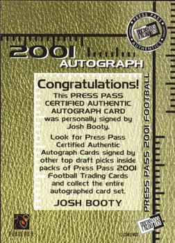 2001 Press Pass - Autographs #NNO Josh Booty Back