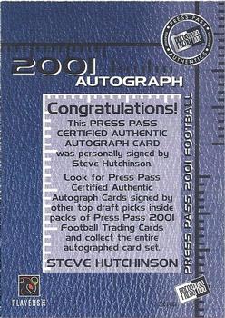 2001 Press Pass - Autographs #NNO Steve Hutchinson Back