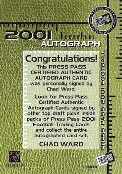 2001 Press Pass - Autographs #NNO Chad Ward Back