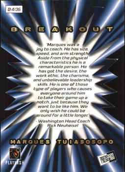 2001 Press Pass - Breakout #B4 Marques Tuiasosopo Back