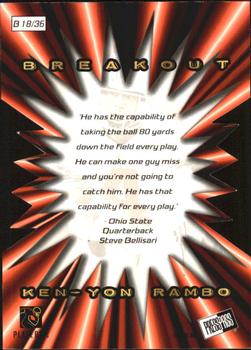 2001 Press Pass - Breakout #B18 Ken-Yon Rambo Back