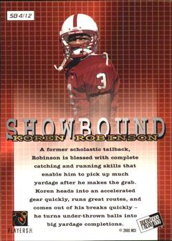2001 Press Pass - Showbound #SB4 Koren Robinson Back