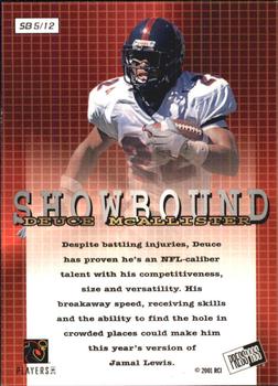 2001 Press Pass - Showbound #SB5 Deuce McAllister Back