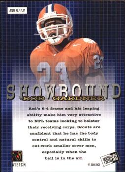 2001 Press Pass - Showbound #SB9 Rod Gardner Back