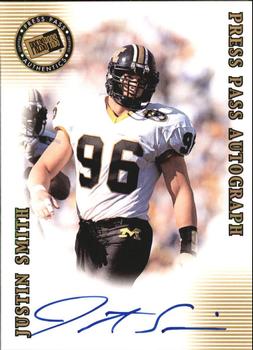 2001 Press Pass SE - Autographs Bronze #NNO Justin Smith Front