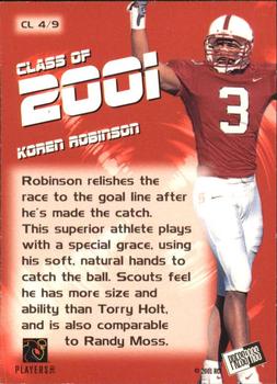 2001 Press Pass SE - Class of 2001 #CL4 Koren Robinson Back