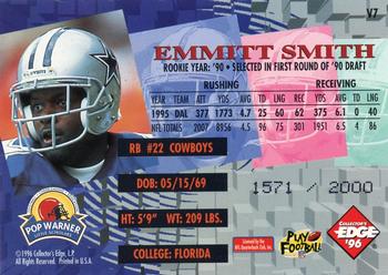 1996 Collector's Edge Advantage - Edge Video #V7 Emmitt Smith Back