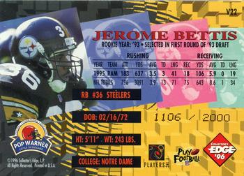 1996 Collector's Edge Advantage - Edge Video #V22 Jerome Bettis Back