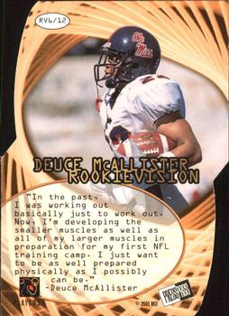 2001 Press Pass SE - Rookievision #RV6 Deuce McAllister Back