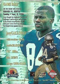1996 Collector's Edge Advantage - Game Ball #G14 Joey Galloway Back