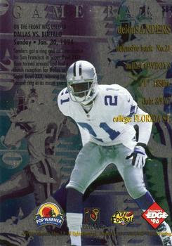 1996 Collector's Edge Advantage - Super Bowl Game Ball #SB4 Deion Sanders Back