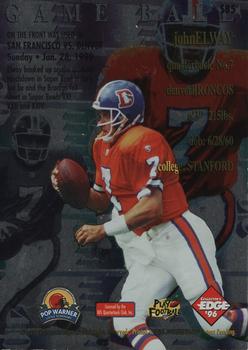 1996 Collector's Edge Advantage - Super Bowl Game Ball #SB5 John Elway Back