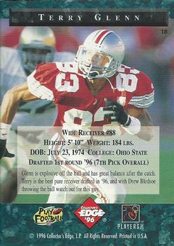 1996 Collector's Edge President's Reserve - The Candidates: Top Early Picks #18 Terry Glenn Back
