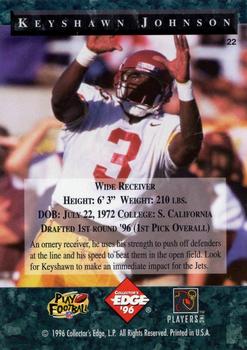 1996 Collector's Edge President's Reserve - The Candidates: Top Early Picks #22 Keyshawn Johnson Back