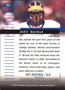 2001 SAGE HIT - Rarefied #R3 Jeff Backus Back