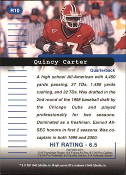 2001 SAGE HIT - Rarefied #R10 Quincy Carter Back