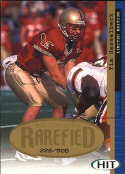 2001 SAGE HIT - Rarefied Gold #R20 Tim Hasselbeck Front