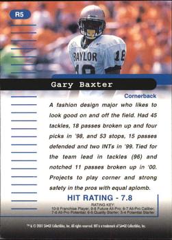 2001 SAGE HIT - Rarefied Silver #R5 Gary Baxter Back