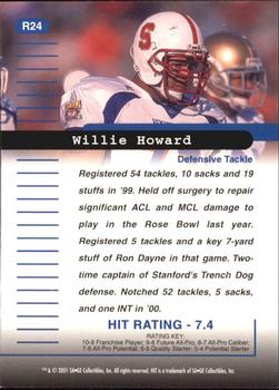 2001 SAGE HIT - Rarefied Silver #R24 Willie Howard Back