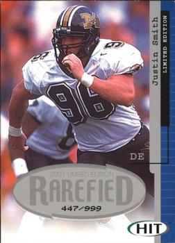2001 SAGE HIT - Rarefied Silver #R40 Justin Smith Front