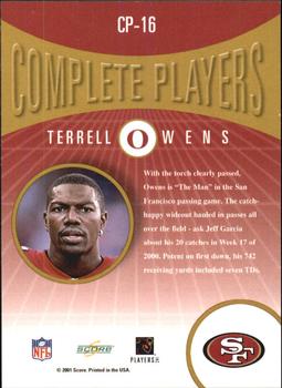 2001 Score - Complete Players #CP-16 Terrell Owens Back