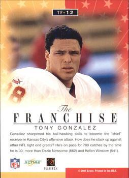 2001 Score - The Franchise #TF-12 Tony Gonzalez Back