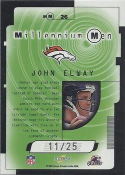2001 Score - Millennium Men Autographs #MM26 John Elway Back