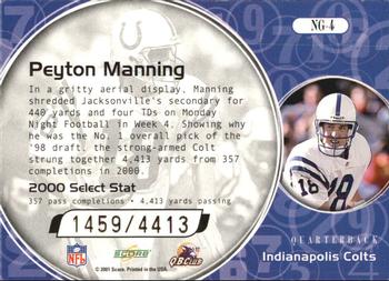 2001 Score - Numbers Game #NG-4 Peyton Manning Back