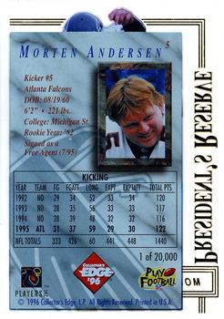 1996 Collector's Edge President's Reserve #5 Morten Andersen Back