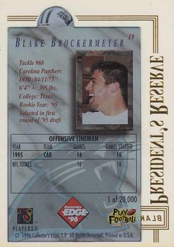 1996 Collector's Edge President's Reserve #19 Blake Brockermeyer Back
