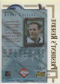 1996 Collector's Edge President's Reserve #21 Kerry Collins Back