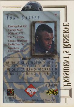 1996 Collector's Edge President's Reserve #28 Tony Carter Back