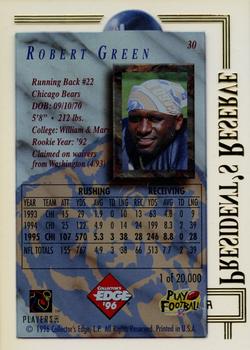 1996 Collector's Edge President's Reserve #30 Robert Green Back