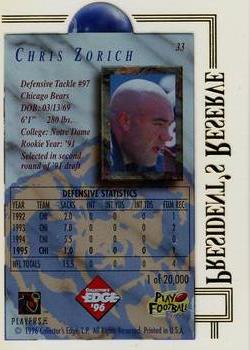 1996 Collector's Edge President's Reserve #33 Chris Zorich Back