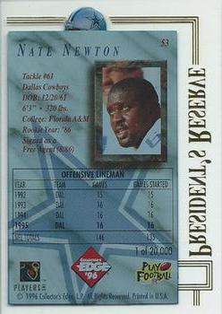 1996 Collector's Edge President's Reserve #53 Nate Newton Back