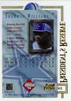 1996 Collector's Edge President's Reserve #55 Sherman Williams Back